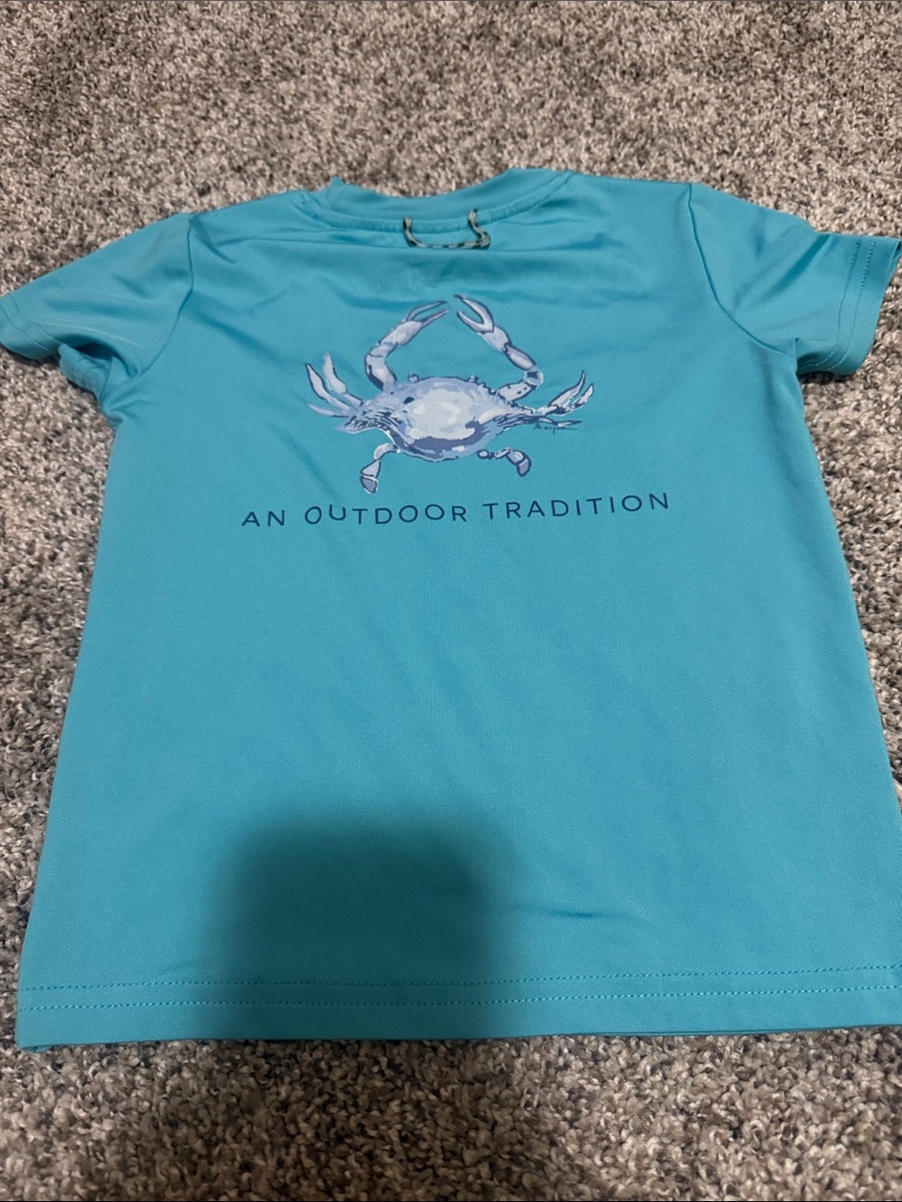 Toddler Boy Short Sleeve Active Tee - Aqua Blue with Fish Detail - Picture 4 of 5